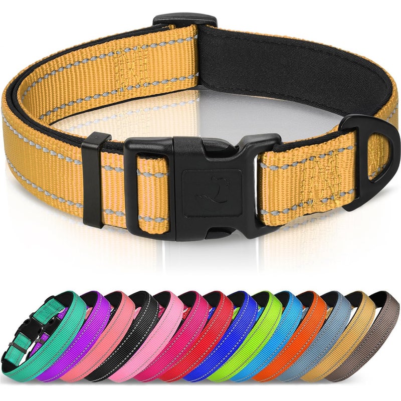 Joytale Reflective Dog Collar, Soft Neoprene Padded, Metal D-Ring, Nylon Pet Collar Adjustable for Puppy and Small Dogs, Khaki, XS - Image 1